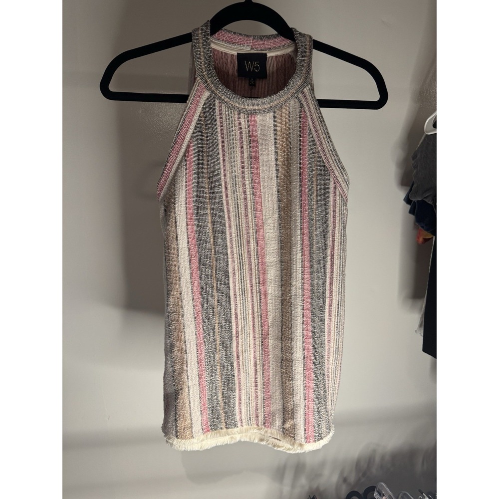 Anthropologie W5 Halter Top Tunic Size S Woven Striped Boho Hippie Festival